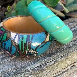 Vintage fat 1980 bangle bracelet combo